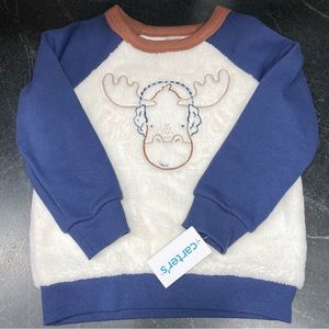NWT Carter’s Navy Blue & White Sweatshirt w/ Moose Graphic Size 3T